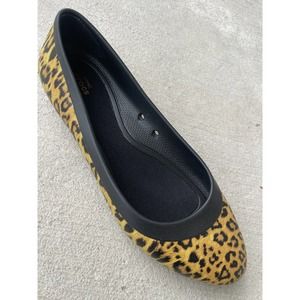Crocs Shoes Womens 10 Lina Ballet Flats Animal Print Iconic Comfort Slip On